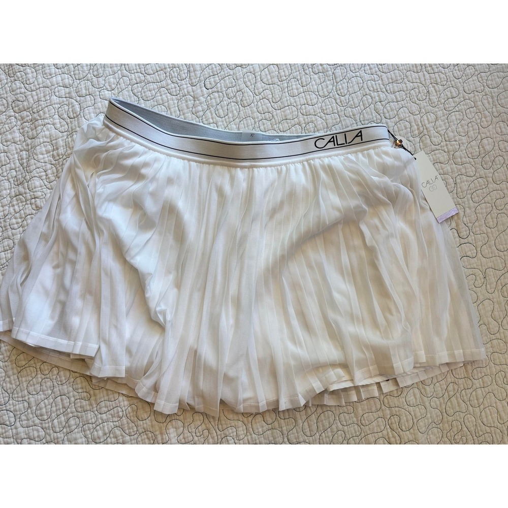 CALIA Women White Pleated Mesh Court Skort Tennis Size XL